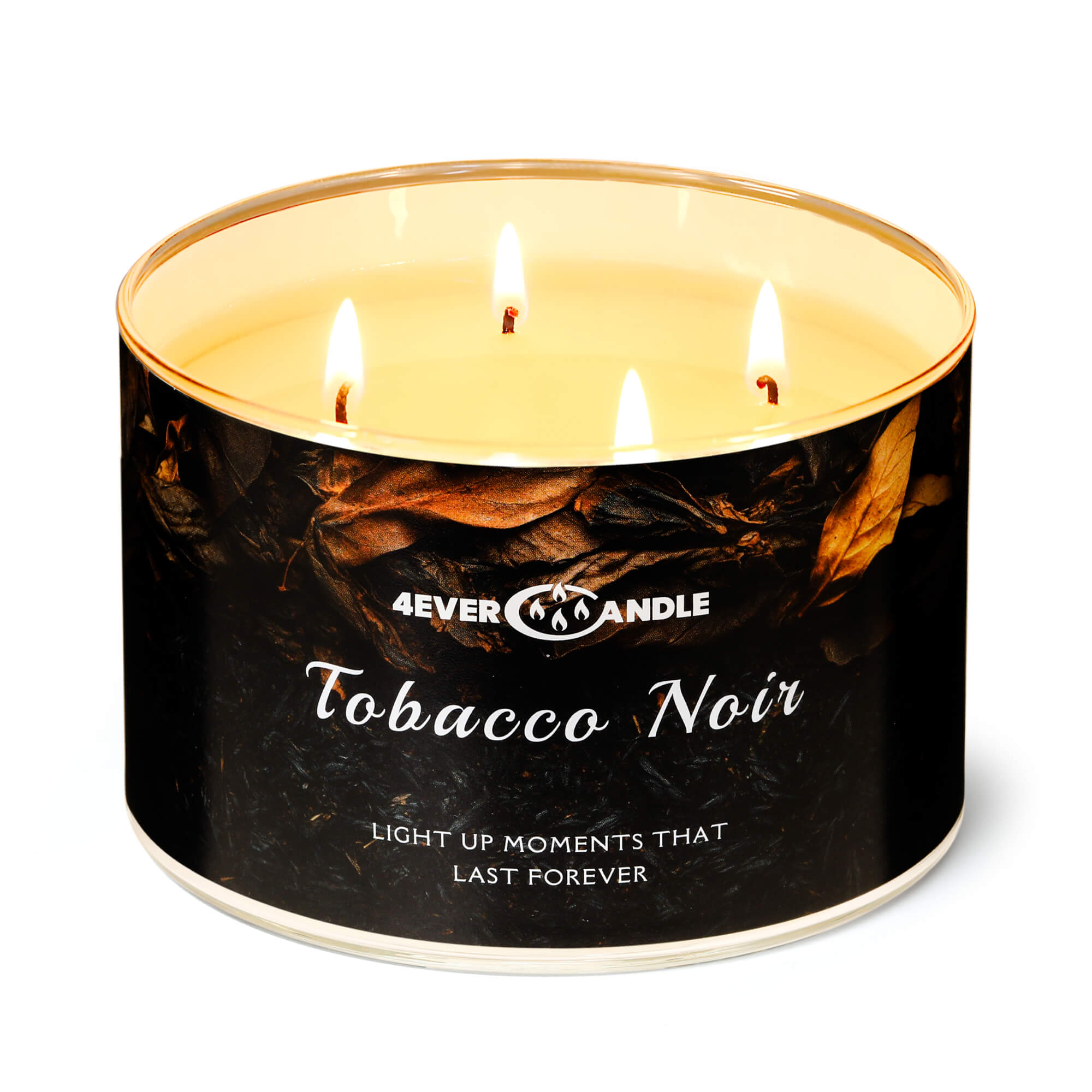 Picture of 4EVER CANDLE Over 50 Hours Jar Candle - 4-Wick Long-Lasting Scented Candles, 18oz Natural Soy Wax Candle for Home, Candle Gifts for Women & Men, Tobacco Noir